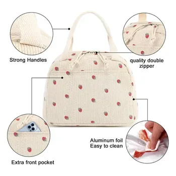 Custom Insulated Foldable Corduroy Lunch Cooler Bag