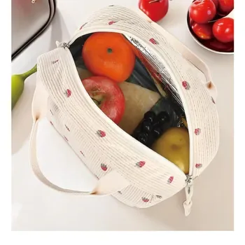 Custom Insulated Foldable Corduroy Lunch Cooler Bag