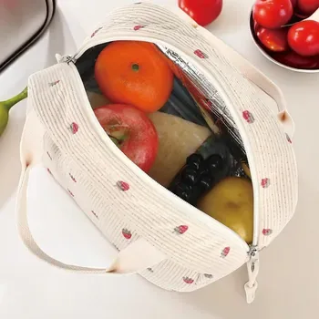 Custom Insulated Foldable Corduroy Lunch Cooler Bag