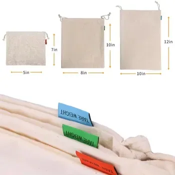 Cotton Canvas Rice Storage Drawstring Bag