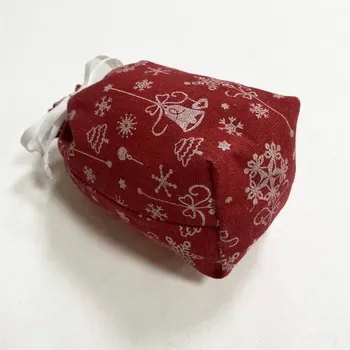 Custom Christmas-Print Canvas Drawstring Gift Bag