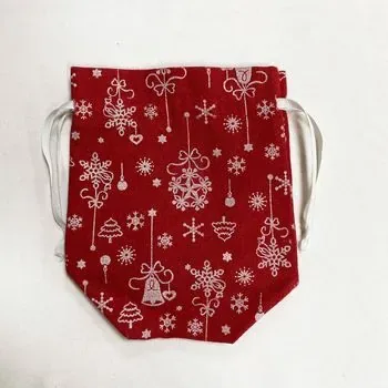 Custom Christmas-Print Canvas Drawstring Gift Bag