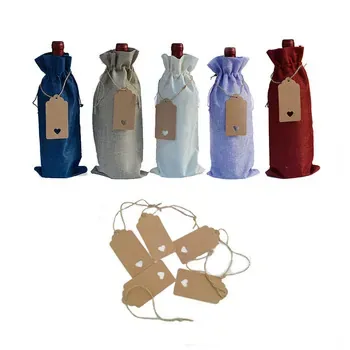 Custom Drawstring Linen Wine Bottle Bag
