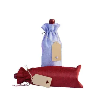 Custom Drawstring Linen Wine Bottle Bag