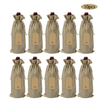 Custom Drawstring Linen Wine Bottle Bag
