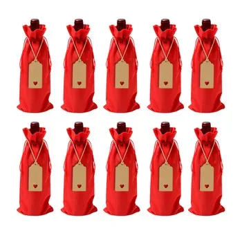 Custom Drawstring Linen Wine Bottle Bag