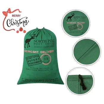Custom Christmas-Print Cotton Drawstring Gift Bag