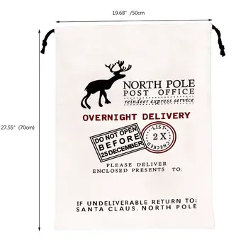 Custom Christmas-Print Cotton Drawstring Gift Bag