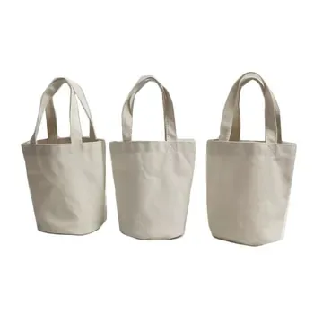 Small Gusset Cotton Canvas Grocery Tote