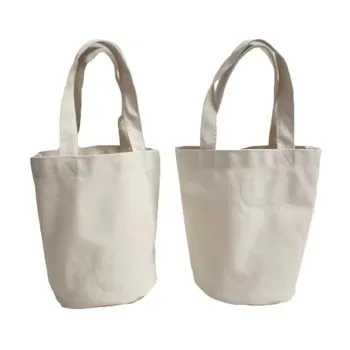 Small Gusset Cotton Canvas Grocery Tote