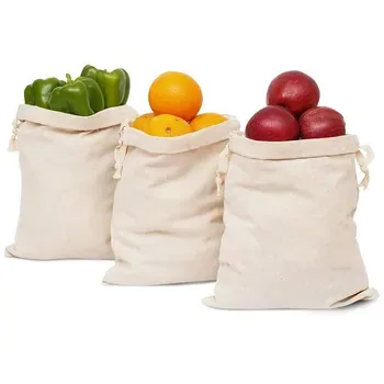 Custom Drawstring Cotton Canvas Produce Bag