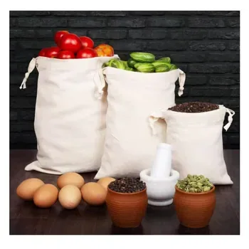 Custom Drawstring Cotton Canvas Produce Bag