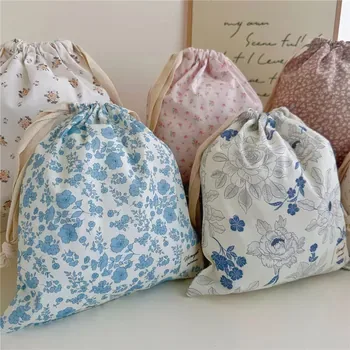 Cotton Printed Gift Drawstring Pouch 15x25cm