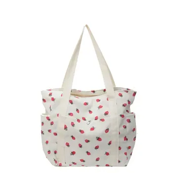 Strawberry Corduroy Shoulder Tote 39x33x9cm