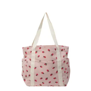 Strawberry Corduroy Shoulder Tote 39x33x9cm