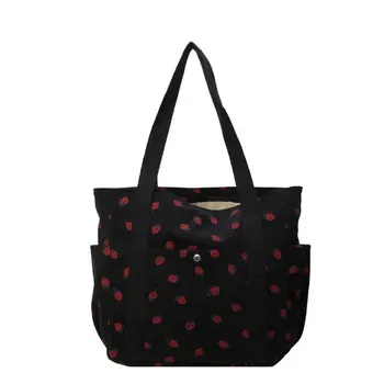 Strawberry Corduroy Shoulder Tote 39x33x9cm