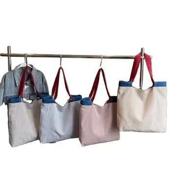 Striped Cotton Screen-Print Shoulder Tote