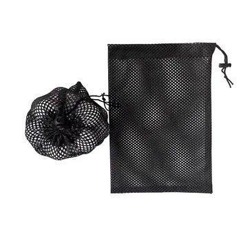Custom Mesh Black Polyester Drawstring Bag