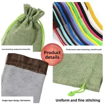 Custom Christmas-Print Hemp cloth Drawstring Gift Bag