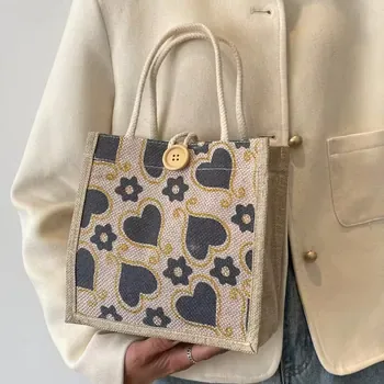 Printed Jute Beach Shopping Tote