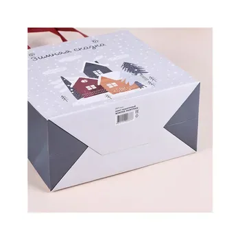 Custom Christmas-Print Kraft paper Shopping Tote