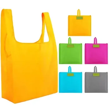 Orange Oxford Folding Grocery Tote