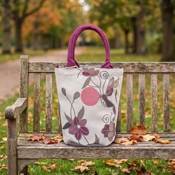 Round Zipper Cotton Canvas Lunch Tote