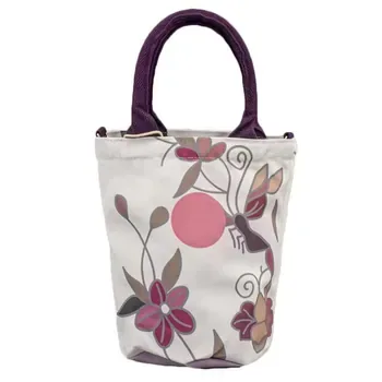 Round Zipper Cotton Canvas Lunch Tote