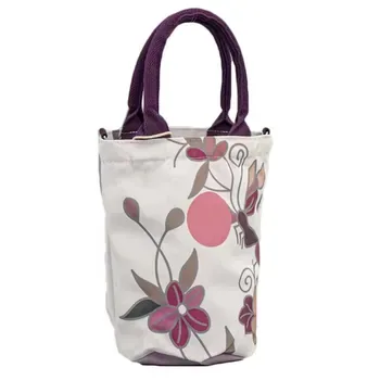 Round Zipper Cotton Canvas Lunch Tote