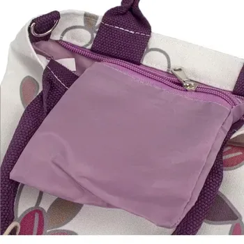 Round Zipper Cotton Canvas Lunch Tote