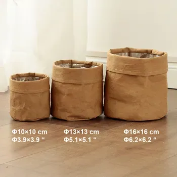 Round Jute Linen Planter Storage Basket