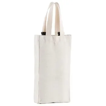 Lined Cotton Wine Bottle Drawstring Bag