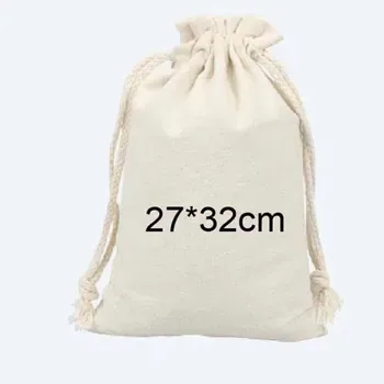 Custom Beige Cotton Canvas Drawstring Bag Style 850