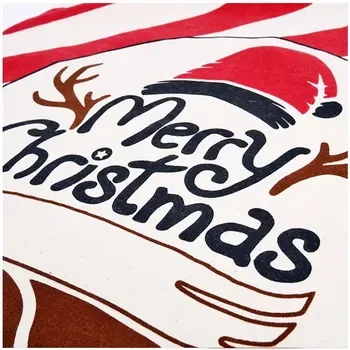 Custom Christmas-Print Cotton Canvas Drawstring Gift Bag