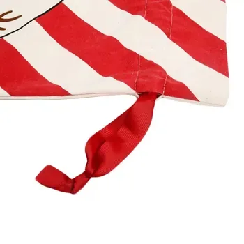 Custom Christmas-Print Cotton Canvas Drawstring Gift Bag