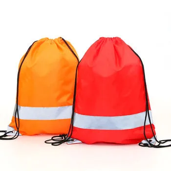 Reflective 210D Sports Drawstring Backpack