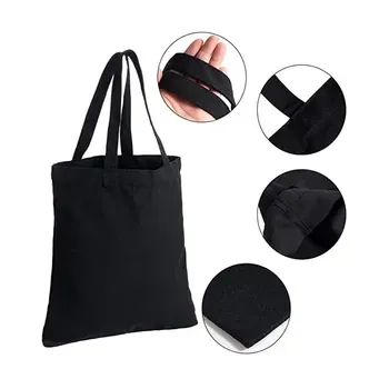 Custom Foldable Black Canvas Shopping Tote