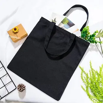 Custom Foldable Black Canvas Shopping Tote