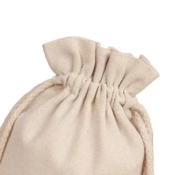 Custom Beige Cotton Canvas Drawstring Bag