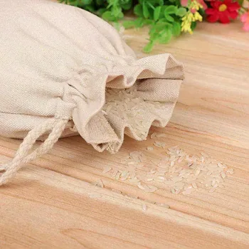 Custom Beige Cotton Canvas Drawstring Bag