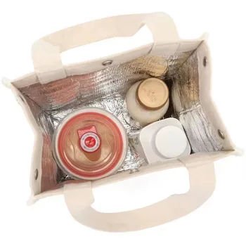 Cotton Canvas Insulated Lunch Bag