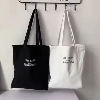 Custom Cotton Canvas Shopping Tote with Front Pocket
