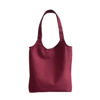 Purple Cotton Canvas Shoulder Tote