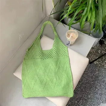 Crochet Knit Shoulder Shopping Bag