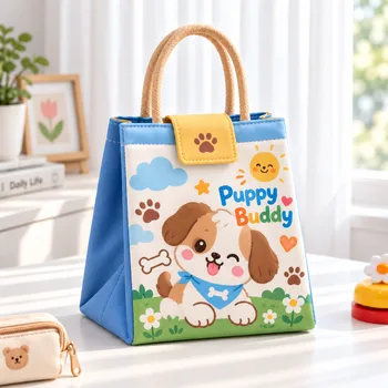 Cartoon-Print Insulated School Lunch Bag