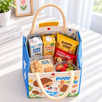 Cartoon-Print Insulated School Lunch Bag