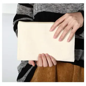 Custom Zippered Cotton Canvas Makeup Pouch