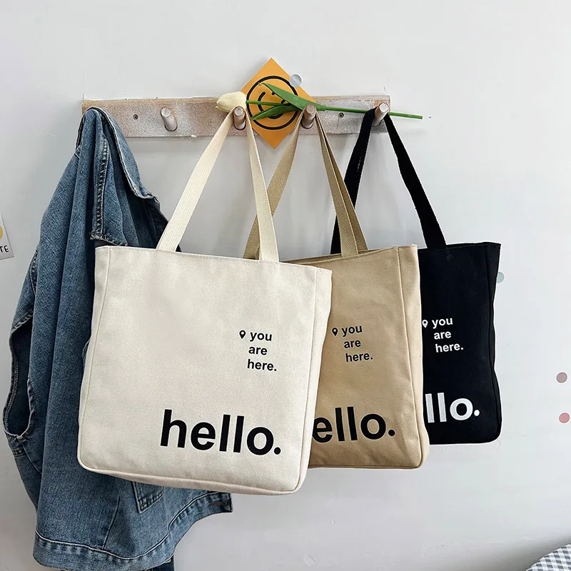 Handled canvas shopping tote bag for custom logo printing