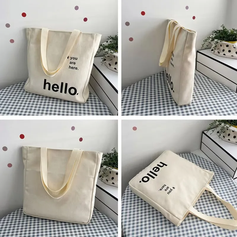Handled canvas shopping tote bag for custom logo printing