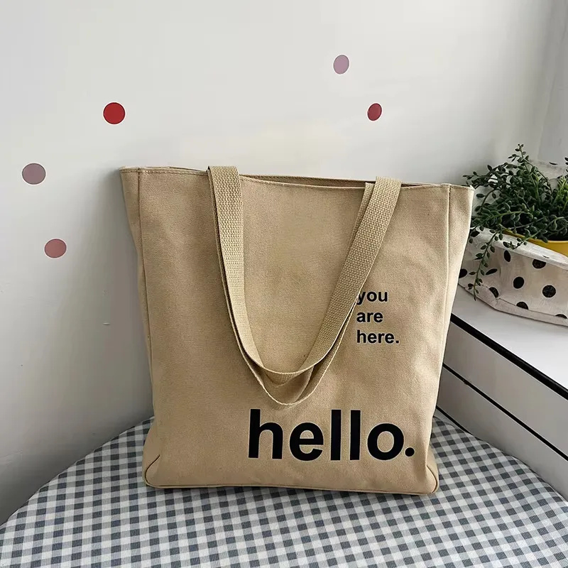 Handled canvas shopping tote bag for custom logo printing